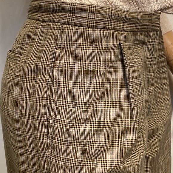 Vintage 90s Liz Claiborne Trousers Kylie Plaid Pleated Brown & Tan Pants Size 6 - Picture 12 of 16